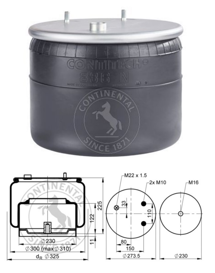 Vlnovec pérování kompletní - železný zvon  DAF CF65, CF75, CF85, LF45, LF55, XF95, XF105