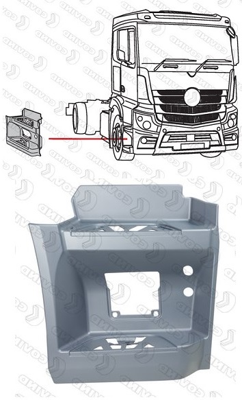 Schod kabiny spodní šedý P MERCEDES Actros MP4, Big Space, Mega Space, Stream Space