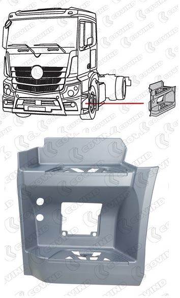 Schod kabiny spodní šedý L MERCEDES Actros MP4, Big Space, Mega Space, Stream Space