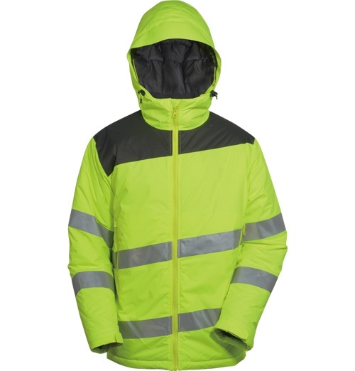 Bunda pracovní reflexní s kapucí a odnímatelnou vložkou, žluto-šedá XXL 