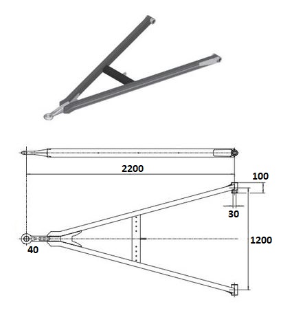 Oj tažná přívěsu 2200x1200x100x30/oko 40mm/27 tun GNZ27