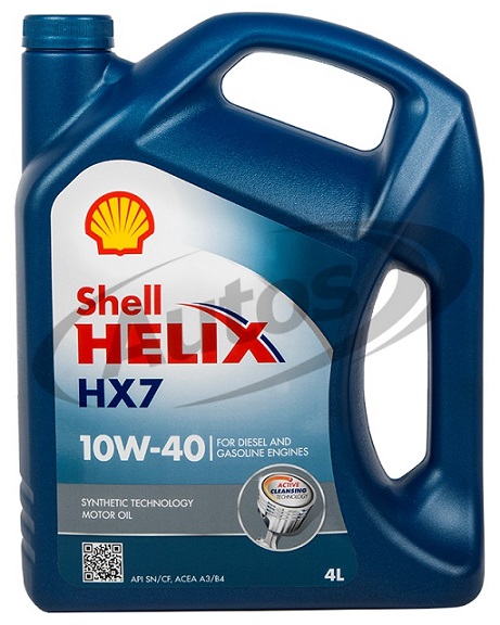 Olej motorový SHELL HELIX HX7 10W-40, syntetický, osobní vozy, 4l
