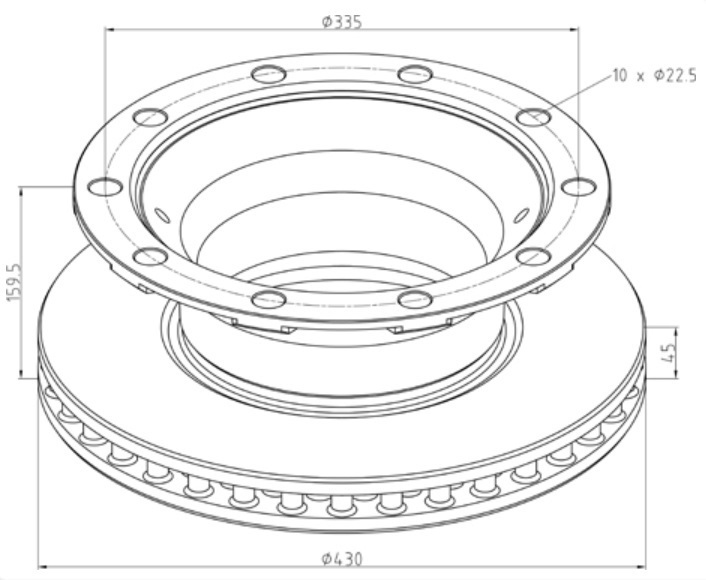 Kotouč brzdový 430x45x159,5 BPW-ECO PLUS 2 série SH4309,SB4309, SB4305, SB4303