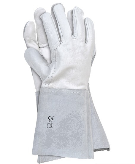 Rukavice svářečské a na brusné práce REDGRIP, z hovězí štípenky, bílé,délka 35cm, vel.10