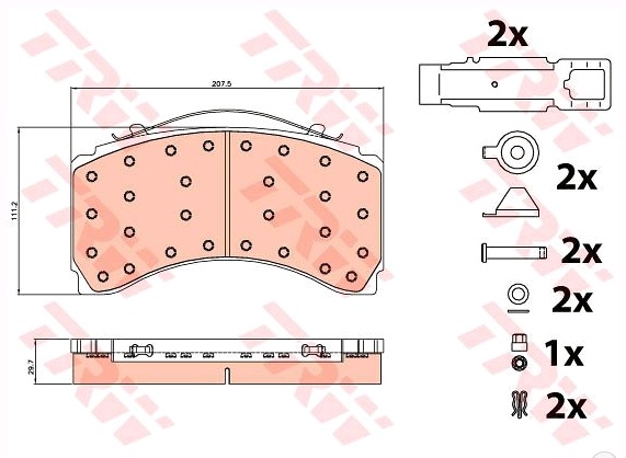 Deska brzdová 29246 Trw 244x111x30 PN KNORR SM7 MERCEDES Actros MP2/MP3
