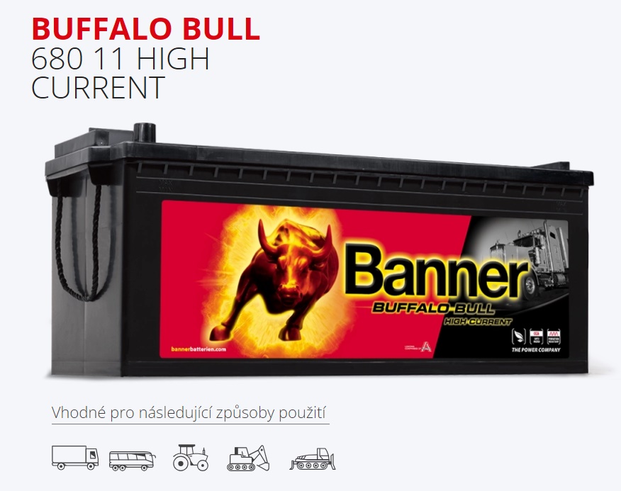 Autobaterie BANNER 180Ah/1400A Buffalo Bull EFB HIGH CURRENT /513x223x220/