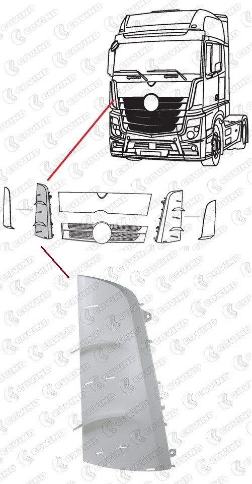 Roh kabiny vnitřní P MERCEDES Actros MP4 Mega Space/ Giga Space
