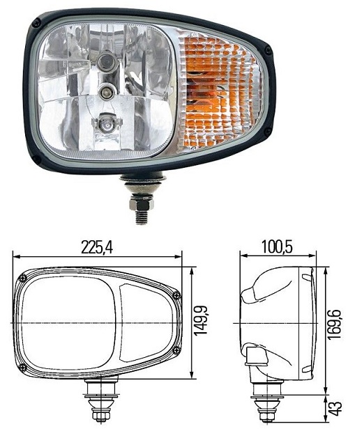 Světlomet přední s poziční a směrovou svítilnou (H3/H7/PY21W/T4W) L SCANIA, VOLVO, MAN