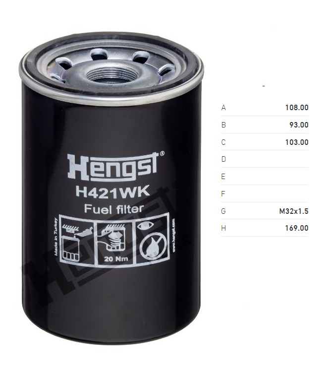 Filtr paliva RVI Gama K/T Euro 6,VOLVO FH II, FH16 II, FM, FMX II, FORD Cargo 10.2L