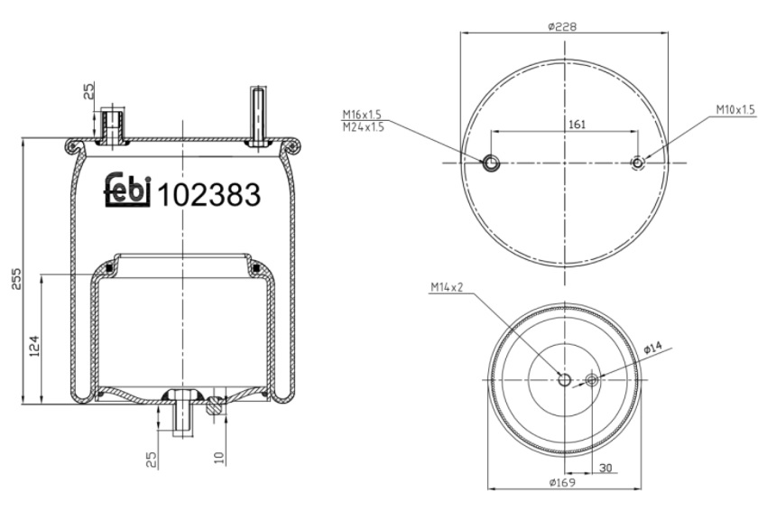 Vlnovec pérování 102383 zadní VOLVO FH 2012-, FM 2012-, FMX