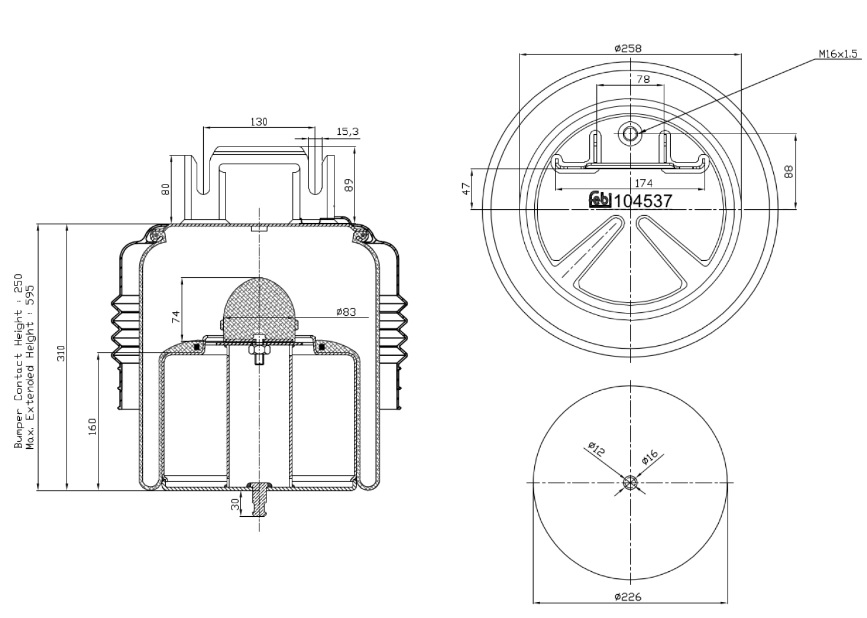 Vlnovec pérování kompletní - železný zvon PN VOLVO FH4, FM Euro 6