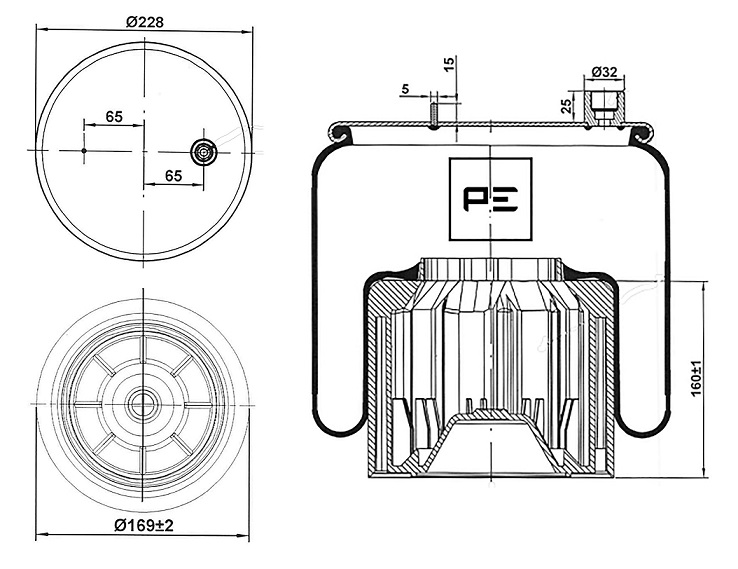 Vlnovec pérování kompletní  - železný zvon MERCEDES Actros MP4/MP5, Antos, Arocs