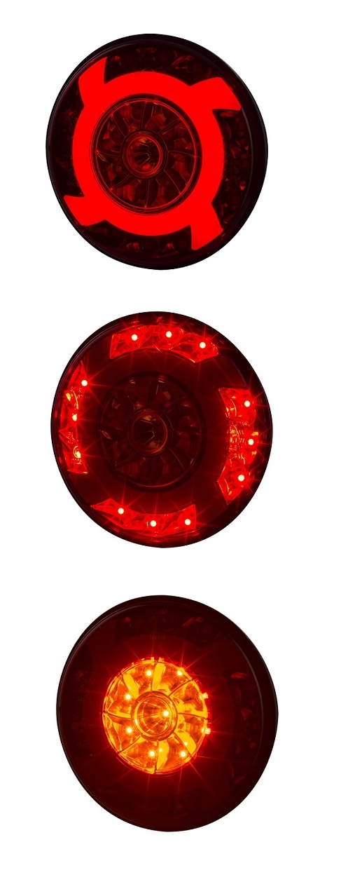 Svítilna zadní 3-dílná LUCY 12V/24V LED (směr, brzda, pozička), pr.121mm, kabel 1,5m