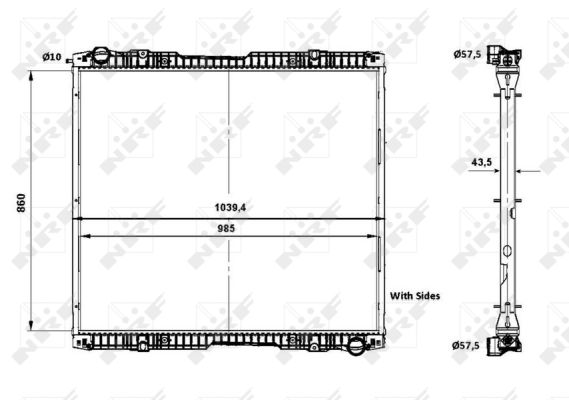Chladič vody 860x990x40 s rámem SCANIA R 340/380/420/470/500/580/620