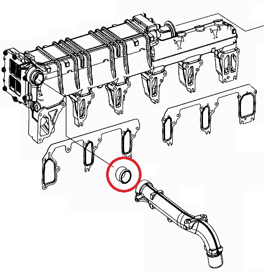 Spojka trubky chlazení oleje MERCEDES OM470/471/473 Euro 5/6