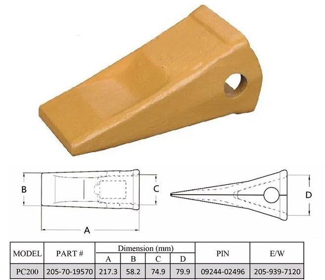 Zub lžíce - korunka KOMATSU PC200/ PC210/ PC220/ PC240