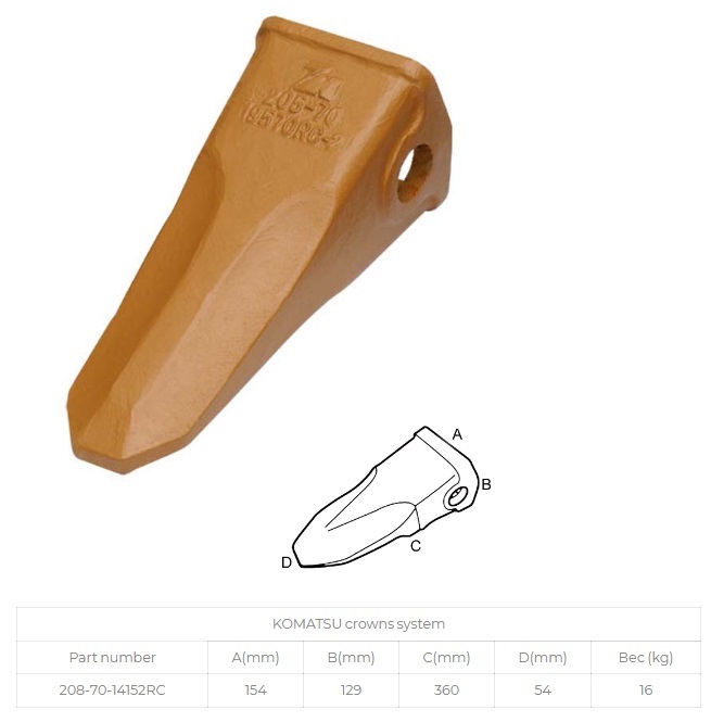 Zub skalní tvrzený - korunka KOMATSU PC400 09244-03036