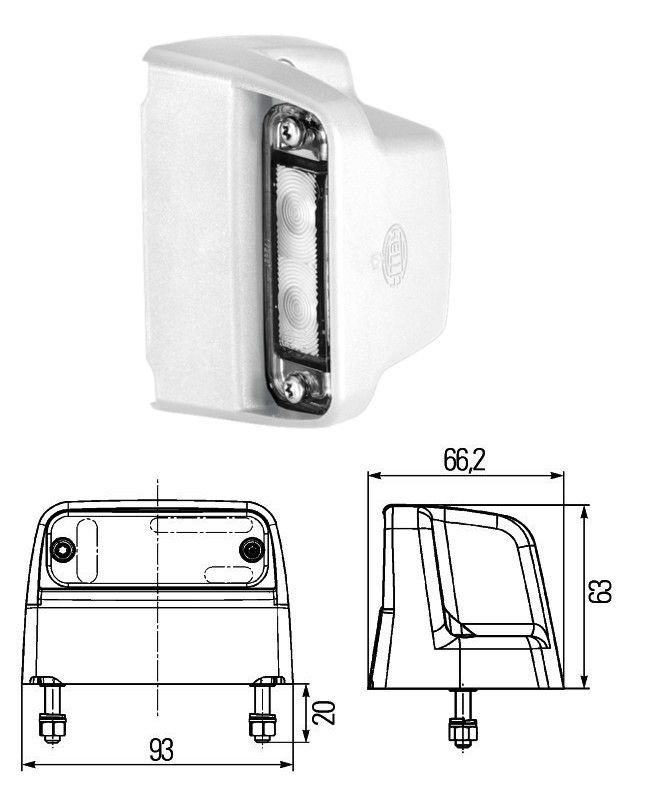 Osvětlení SPZ boční 12V/24V 2xLED kabel 1,3m, zástrčka EASYCONN