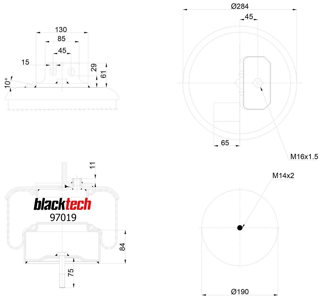 Vlnovec pérování kompletní - železný zvon IVECO E.Star, E.Tech, AT/AS Stralis, AT/AS S-Way