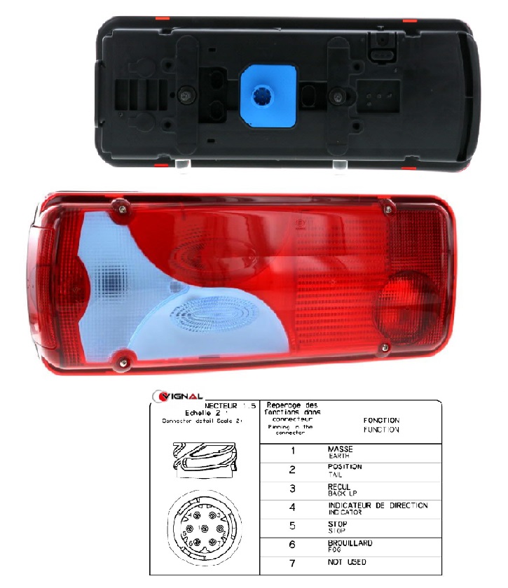 Svítilna zadní 7-dílná se zásuvkou AMP 8 pin L IVECO Stralis Euro 6 od 03.2016