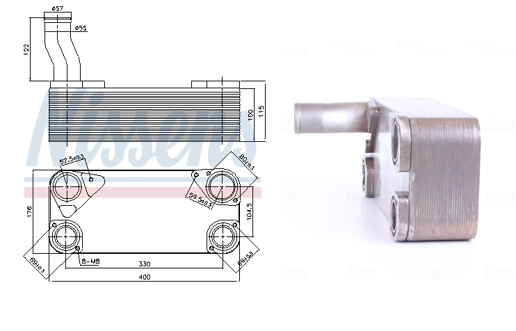 Chladič oleje retardéru 400x176x115 MAN TGA, TGS, TGX,, DAF XF95, IVECO