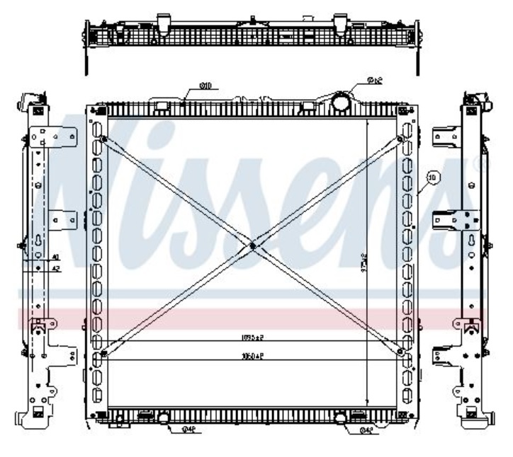 Chladič vody 1144x1152x42 s rámem DAF 106XF MX11320/MX13375 od 10.2012