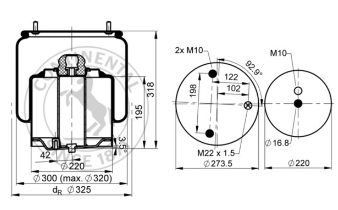 Vlnovec pérování kompletní - železný zvon PN P DAF CF od 2013, XF od 2021, XG/XG+ od 2021