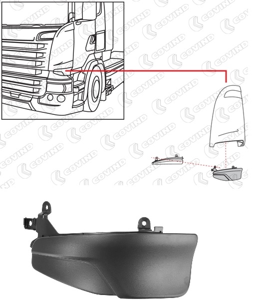 Spojler spodní rohu kabiny L SCANIA R CG-CR od 2010