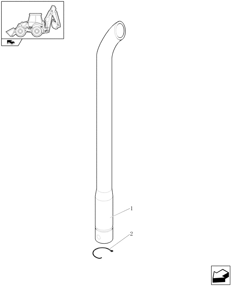 Trubka výfuku - komín CASE 580SR 59SR 695SR, NEW HOLLAND LB110.B/ LB115.B/ LB90.B/ LB95