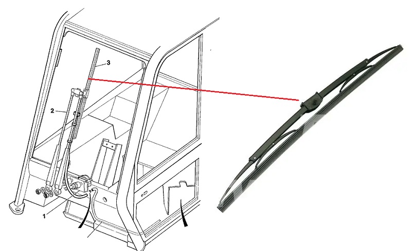 Lišta předního stěrače kabiny 700mm JCB 524-50, 515-40, 530 LE, 1115, 1135.