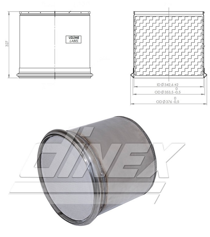 Filtr pevných částic DPF typ Cordierit 12x13 MAN TGS, TGX Euro 6