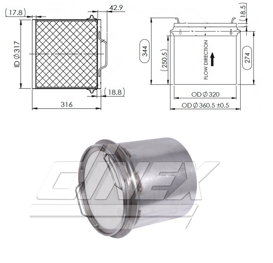 Filtr pevných částic DPF nový Cordierit 12x11  RVI Gama T , VOLVO FH4, FM4 Euro 6