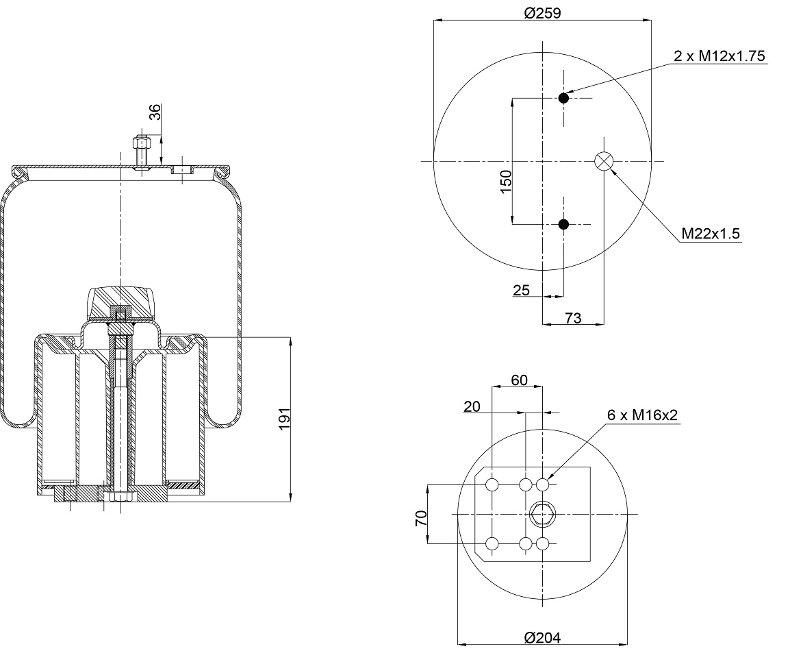 Vlnovec pérování kompletní - plastový zvon L BPW typ 30