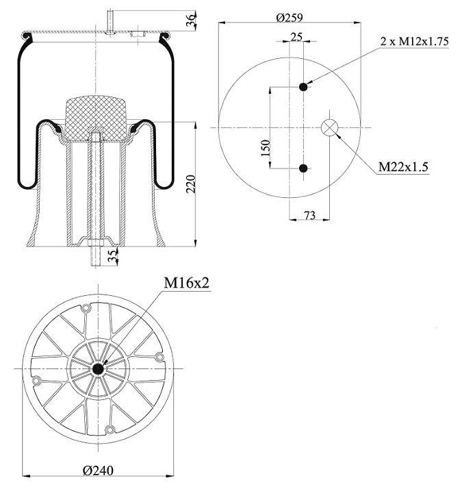 Vlnovec pérování kompletní - plastový zvon P SAF INTRAAX Plus, Intradisc Plus, SAF  2626V