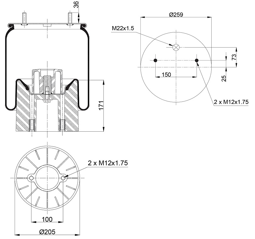 Vlnovec pérování kompletní - plastový zvon ROR, MERCEDES, MERITOR