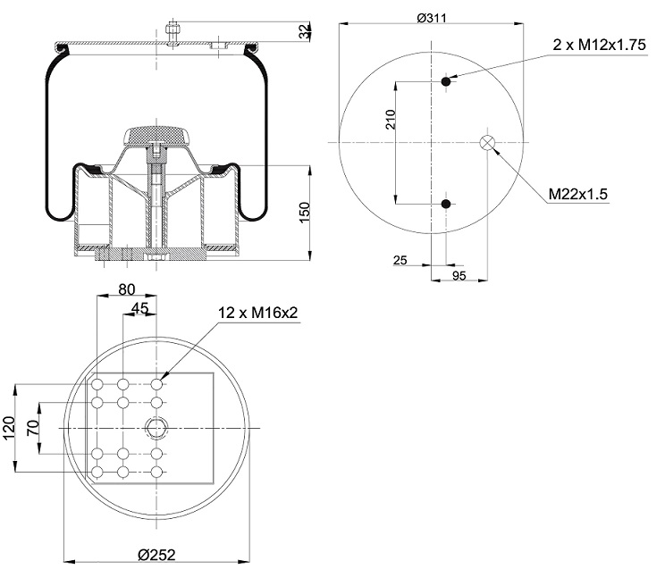 Vlnovec pérování LFB 2137702 P plastový zvon BPW typ 36K