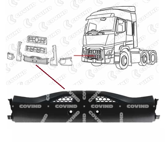 Nárazník přední - střední díl spodní RVI Gama T Euro 6