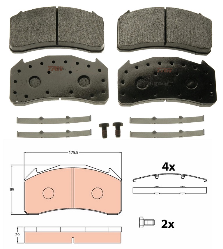 Deska brzdová 29136 Trw 175,7x89,1x29,2 VOLVO FL od 01.2000