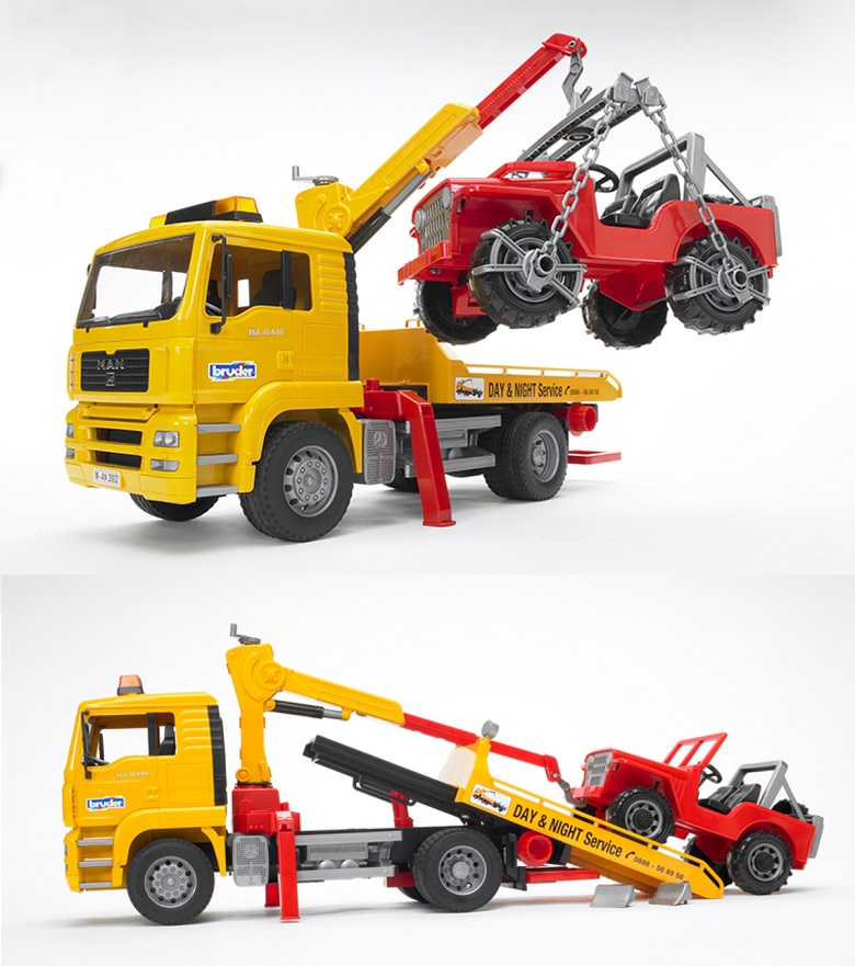 Model odtahového auta MAN TGA Skala a JEEP, měřítko 1:16