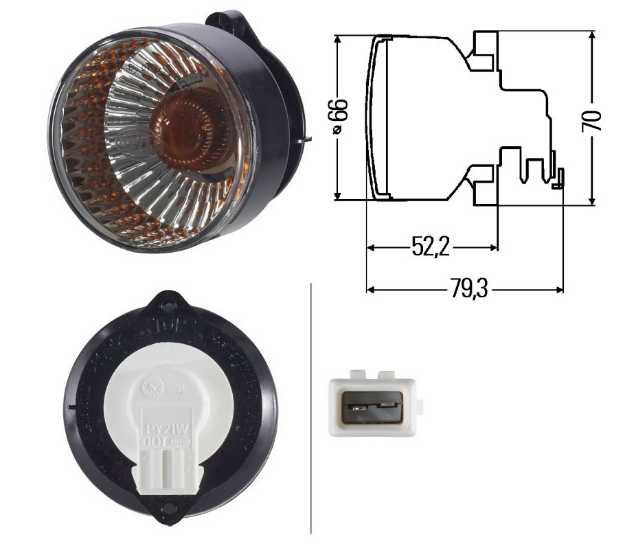 Svítilna směrová zadní 24V /PY21W/ DAF, HITACHI, IVECO, LIEBHERR, MAN, VOLVO, SOR, NEOPLAN