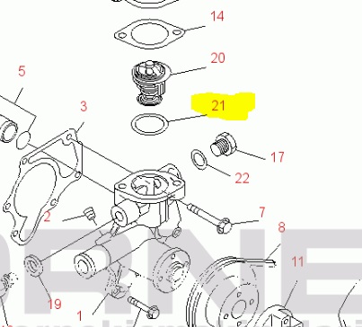 Těsnění termostatu KOMATSU 2D68E-N3C S/N N00101UP