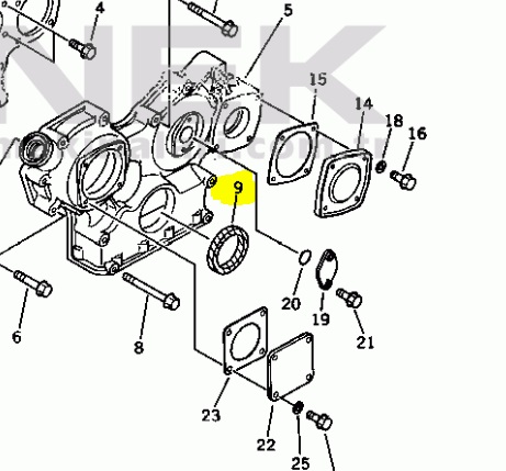 Gufero klikové hřídele přední KOMATSU 3D75-2C S/N 00101UP