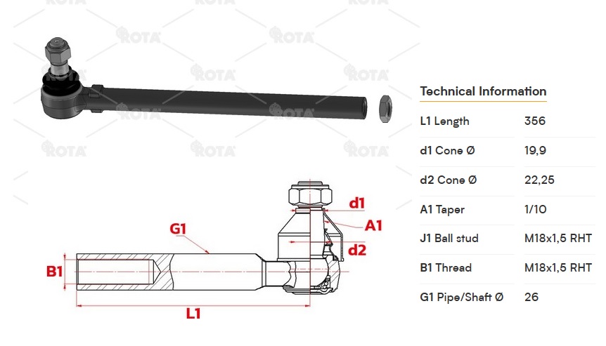 Hlava tyče řízení CARRARO, KOMATSU WB93R-2 WB97R, CASE 580 SLE SM