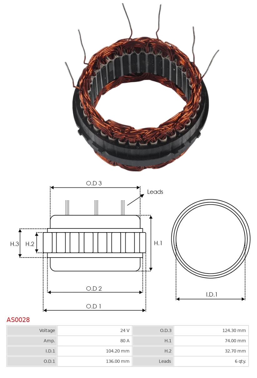 Stator alternátoru 24V / 80A  DAF, MAN, MERCEDES