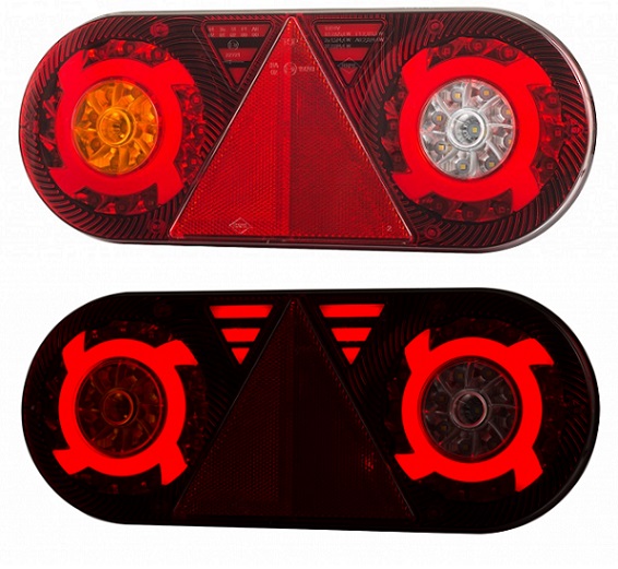 Svítilna zadní 6-dílná L STELLA 12V/24V LED s trojúhelníkem , kabel 2m