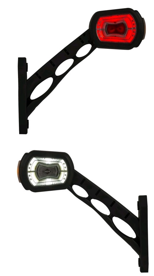 Svítilna poziční - tykadlo P 12V/24V LED č/b/o dlouhá, bez snímače couvání, kabel 0,5m