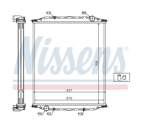 Chladič vody 705x610x48 bez rámu MAN M2000L / M2000M od 08.1995