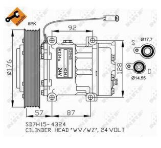 Kompresor klimatizace RVI C, K, T, VOLVO FH, FH16, FH II, FM, FMX D11A-370 DTI13-122HM