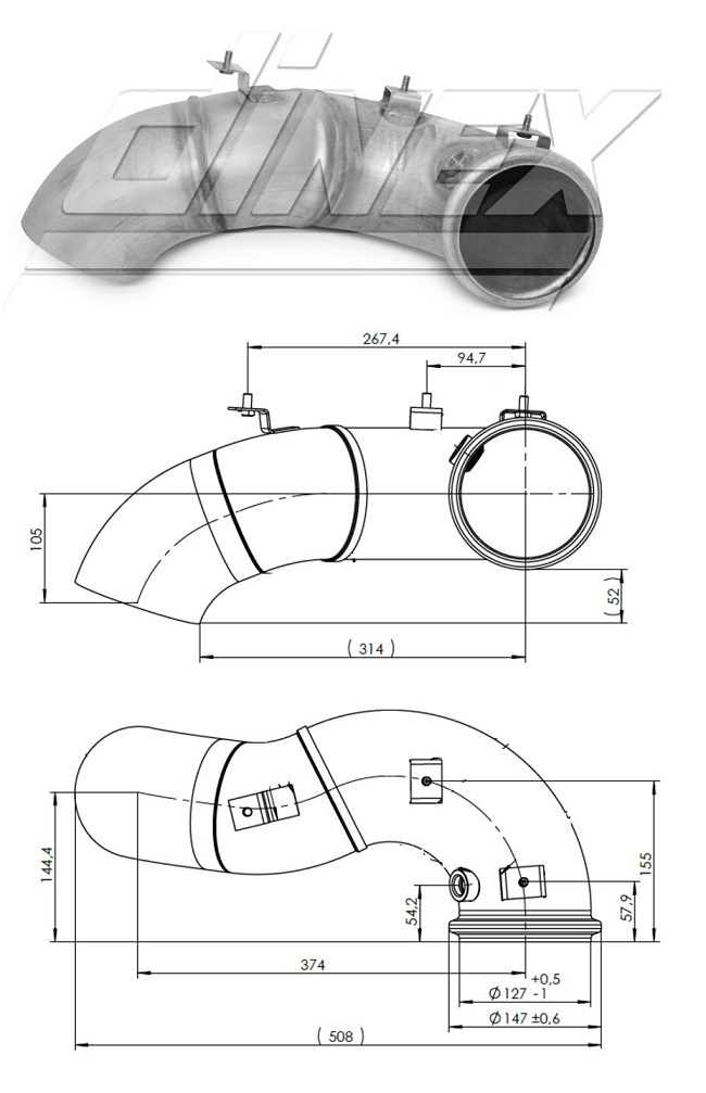 Trubka výfuku koncová RVI Gama T, VOLVO FH4, FM4 Euro 6