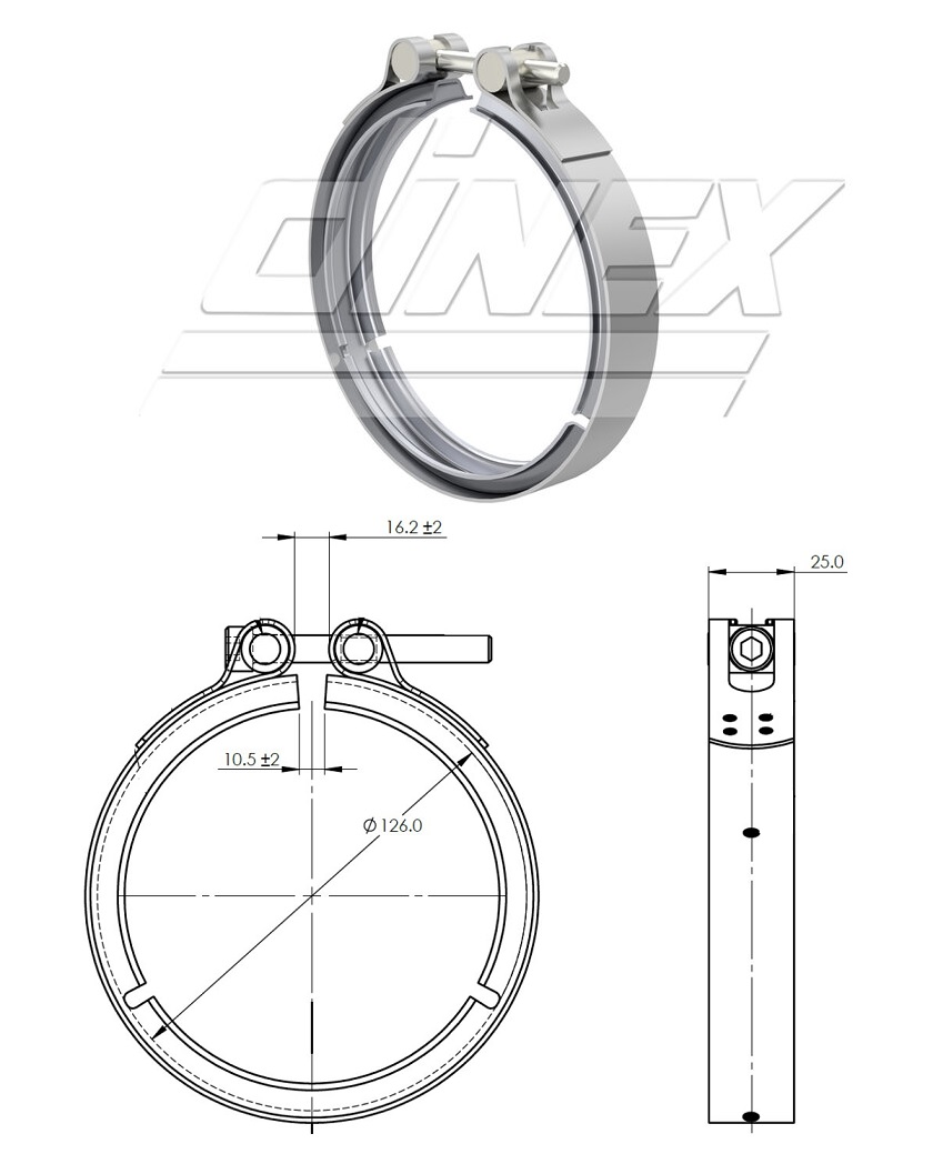 Objímka trubky výfuku pr.126mm VOLVO FH/FM Euro 6 od 2012, FMX, FE/FL Euro 6  od 2013